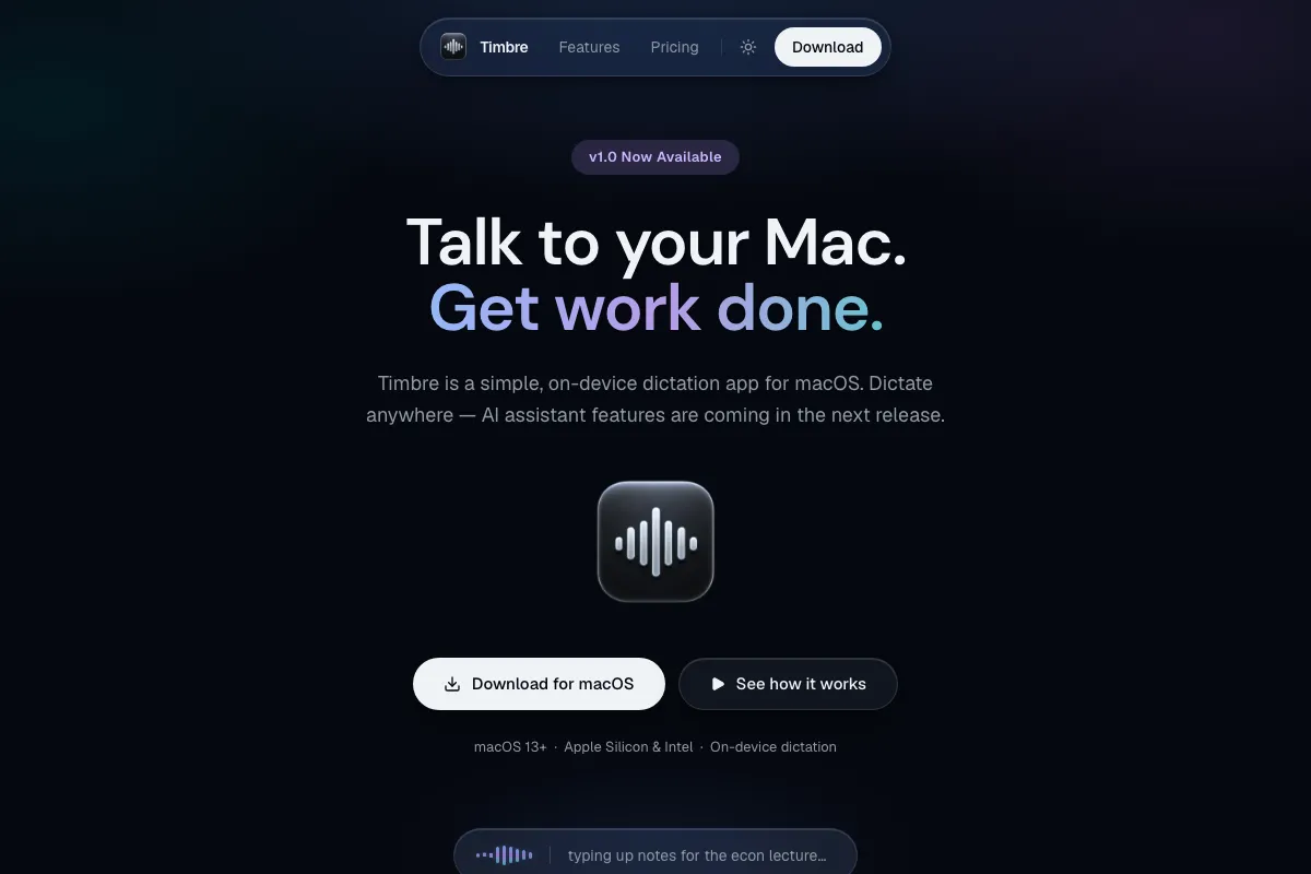 Timbre project screenshot